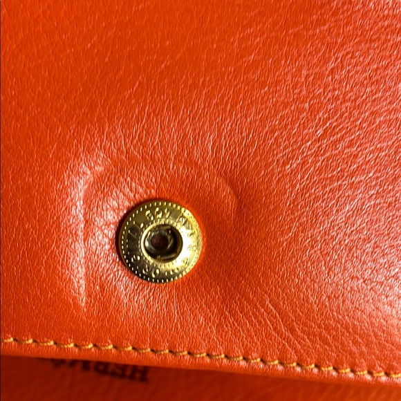 Hermes Orange Wallet Sleek Design Gold Buckle - Picture 4 of 6
